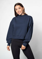 Cotton-Polyester Mock-Neck Pullover Sweatshirt 290 GSM
