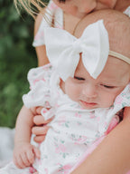 Cotton Blend Floral Bow Ruffle Baby Girl Romper