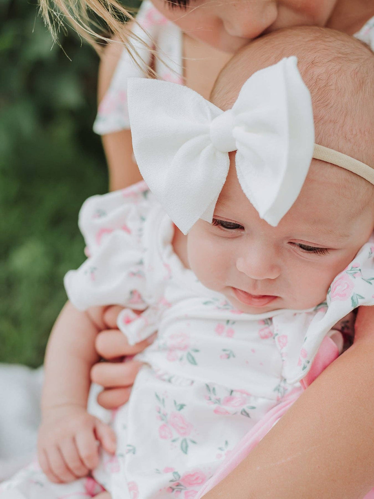 Cotton Blend Floral Bow Ruffle Baby Girl Romper