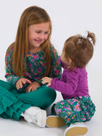 Cotton-Spandex Knit Plum Long Sleeve Ruffle Bodysuit
