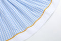 100% Cotton Blue Gingham Sunflower Smocked Bishop Dress