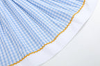 100% Cotton Blue Gingham Sunflower Smocked Bishop Dress