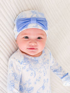 Bamboo-Spandex Periwinkle Butterfly Toile Ruffle Knotted Sleep Gown & Bow Hat Set Baby Girls
