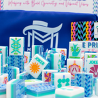 Melamine Crystal Prism Mahjong Tile Set 166 Tiles Blue 1.25"×0.9"×0.7"