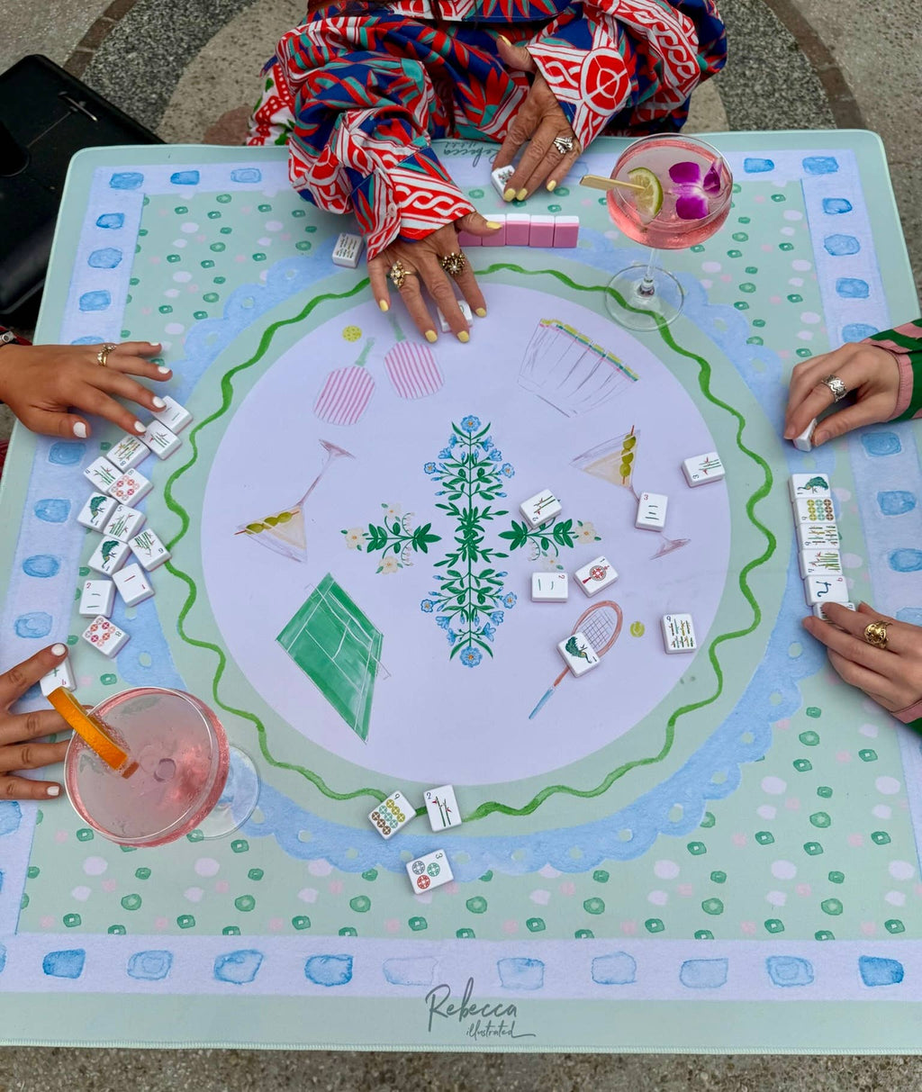 Polyester Illustrated Leisure Print Mahjong Mat 32"×32"