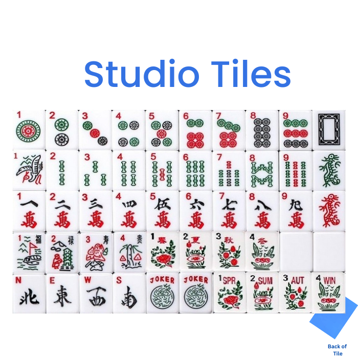 Melamine American Mahjong Tile Set 166 Tiles 2-Color Blue with Racks