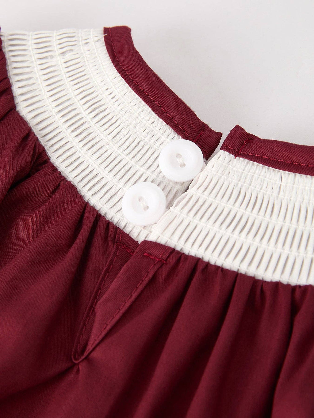 Cotton Smocked Dark Red Bishop Christening Girls Romper