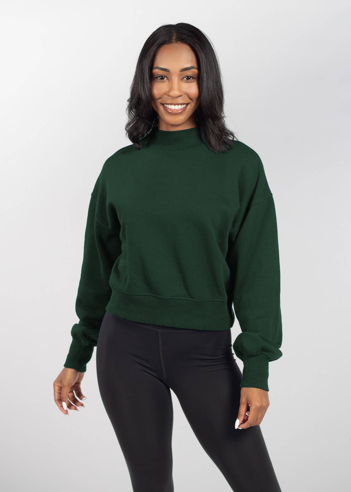 Cotton-Polyester Mock-Neck Pullover Sweatshirt 290 GSM
