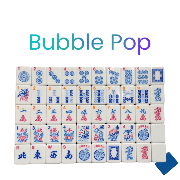Melamine American Mahjong Tile Set 166 Tiles Bubble Pop 2-Color Blue